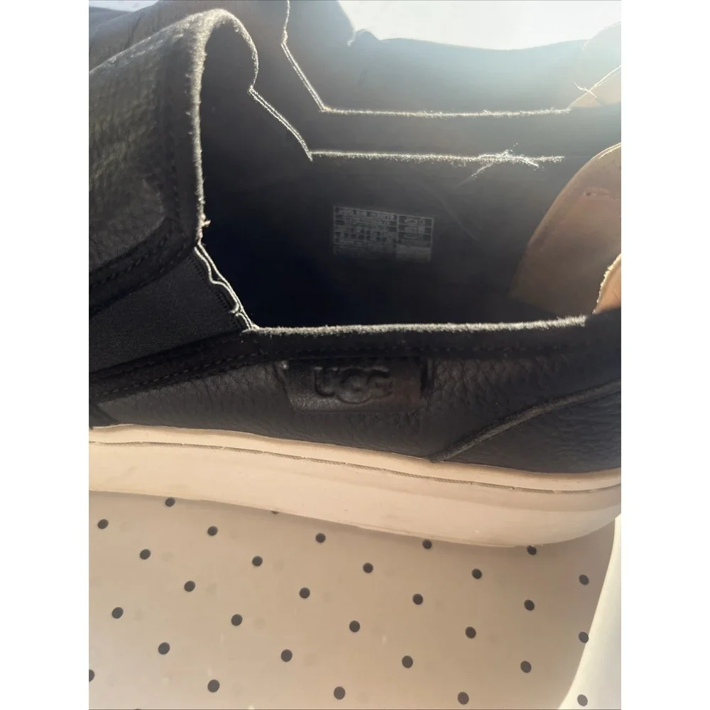 UGG Black Leather Slip On Sneakers Men 9 Casual Comfort Shoes